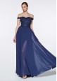 Off Shoulder Beaded Chiffon Long Gown
